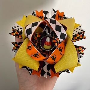 🎃Halloween Candy Corn boutique custom hair bow girls trick or treat costume